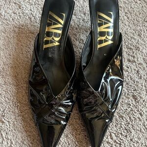 Zara patent kitten heels black 41 10